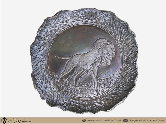 16 fucina artistica matteazzi   piatto acciaio inox incisione