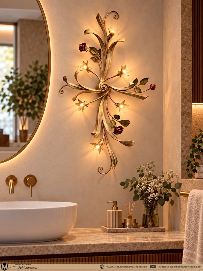 20 fucina artistica matteazzi   lampada da parete per bagno